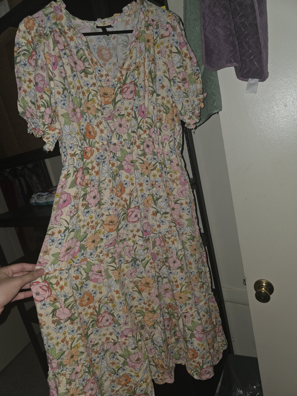 Who What Wear Floral V-Neck Midi Dress in Pastel Multi
